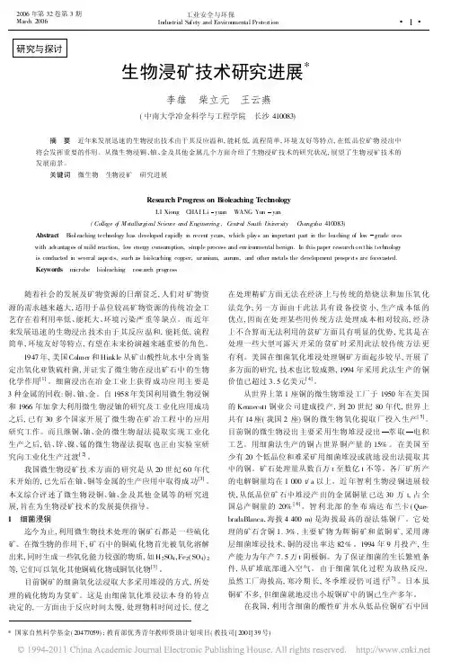 生物浸矿技术研究进展
