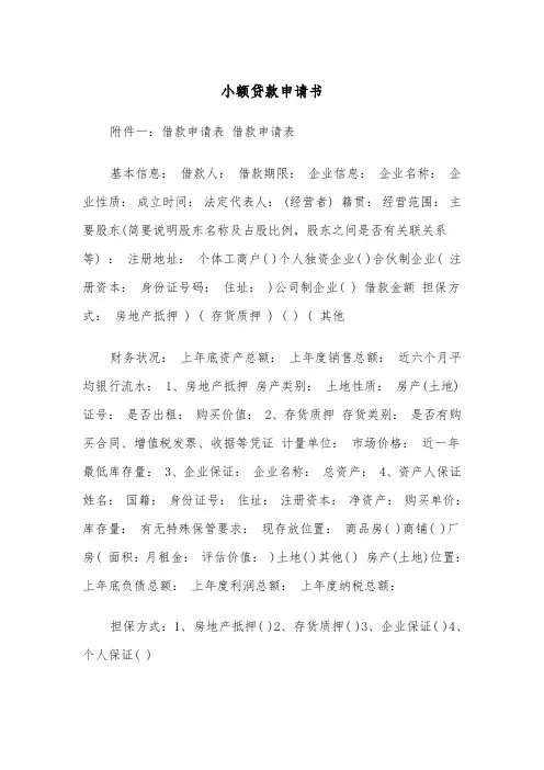 小额贷款申请书（2篇）
