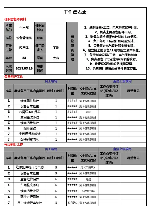员工作盘点表地方