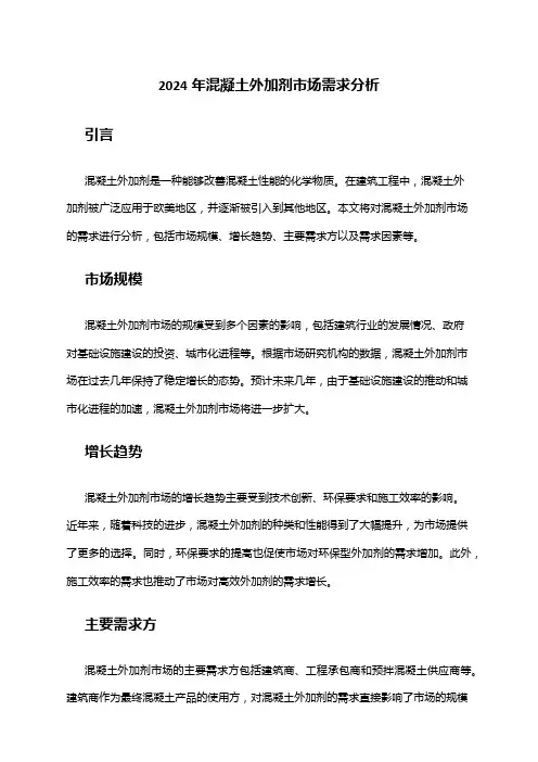 2024年混凝土外加剂市场需求分析
