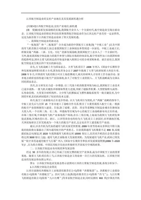 江西航空制造业的支柱产业地位及其发展新机遇分析