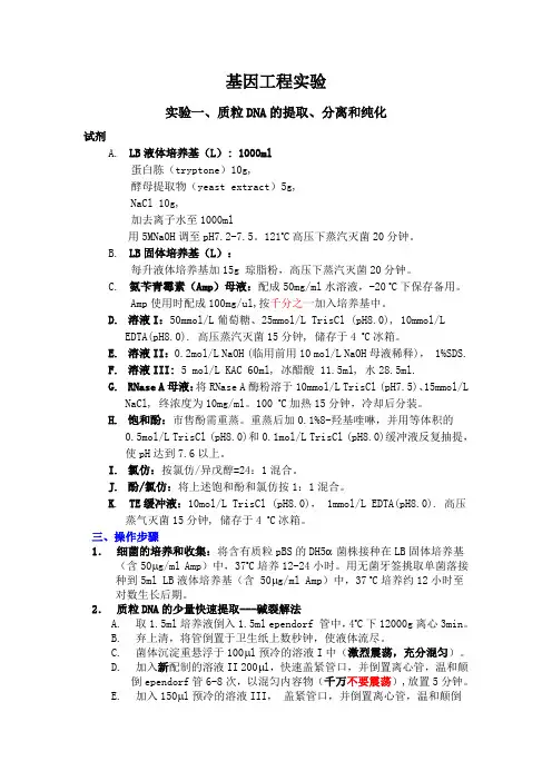 基因工程实验的详细步骤