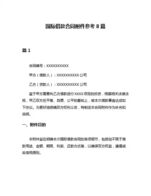 国际借款合同附件参考8篇