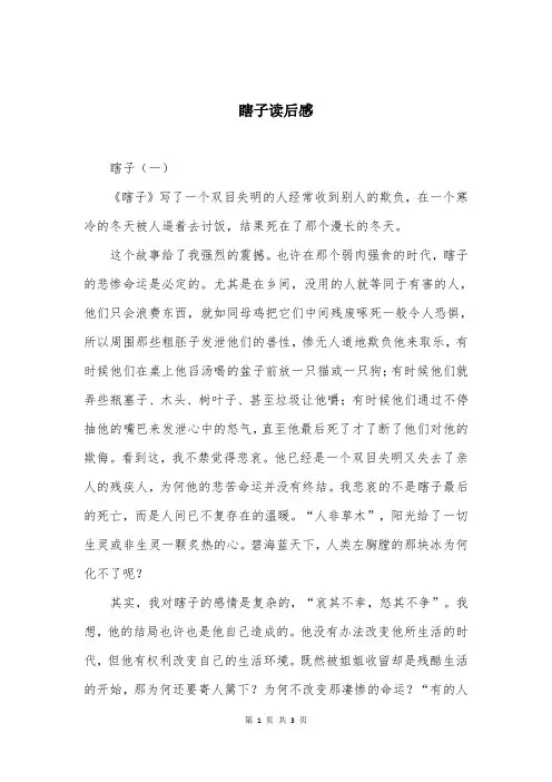 瞎子读后感