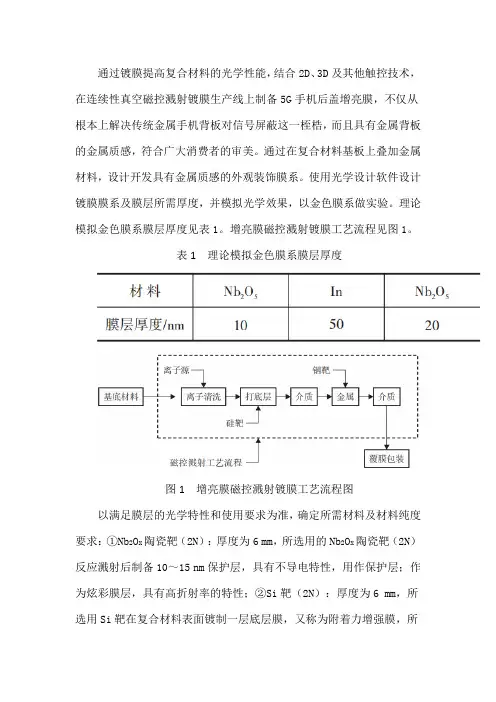 手机后盖板金属增亮膜镀膜工艺研究
