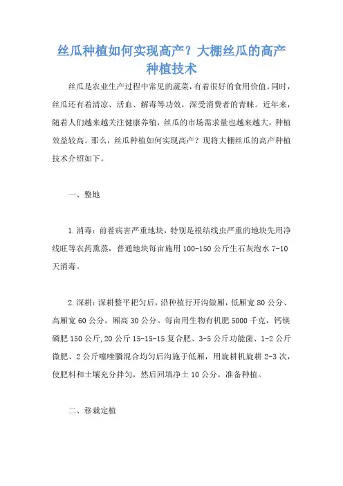 丝瓜种植如何实现高产？大棚丝瓜的高产种植技术