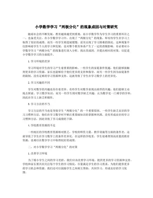 小学数学学习“两极分化”的现象成因与对策研究