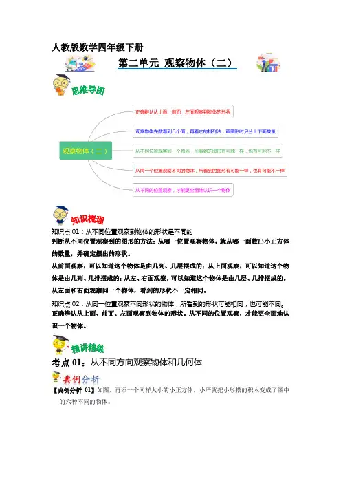 人教版四年级数学下册第二单元《观察物体(二)》热点难点一网打尽单元复习讲义