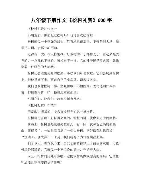 八年级下册作文《松树礼赞》600字