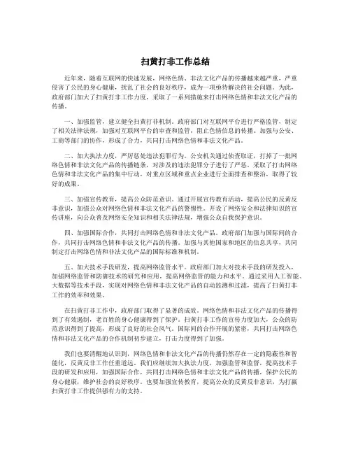 扫黄打非工作总结