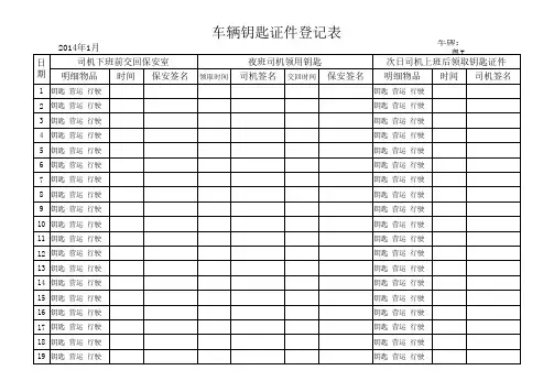 车辆锁匙证件登记表