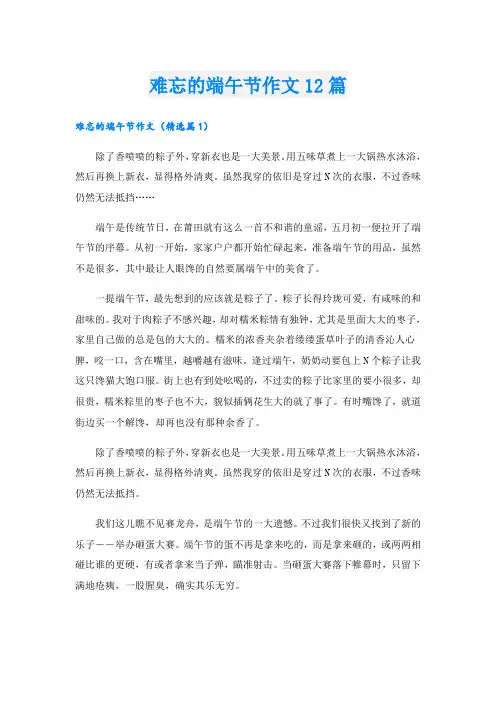难忘的端午节作文12篇