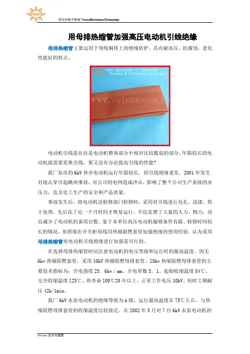 用母排热缩管加强高压电动机引线绝缘