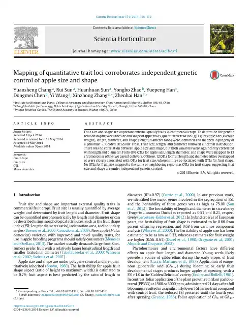 Mapping of quantitative trait loci corroborates independent genetic control of apple size and shape
