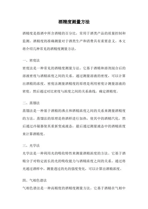 酒精度测量方法