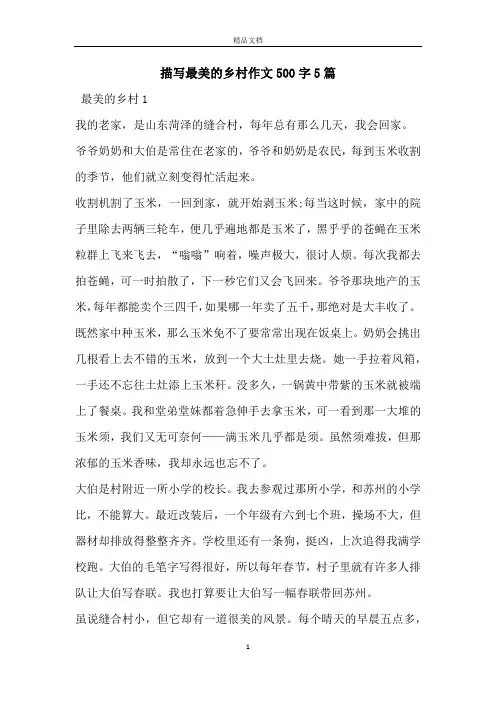 描写最美的乡村作文500字5篇