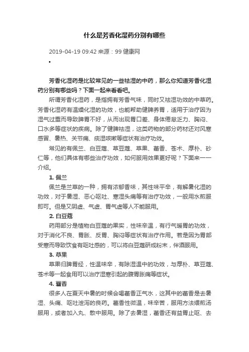 什么是芳香化湿药分别有哪些