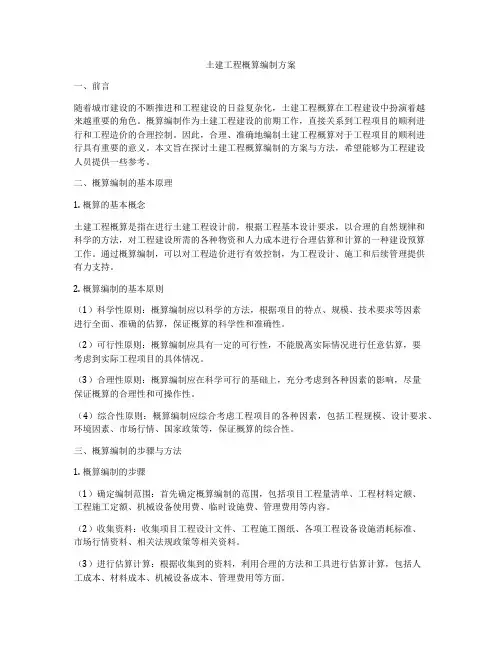 土建工程概算编制方案