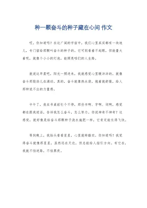种一颗奋斗的种子藏在心间 作文