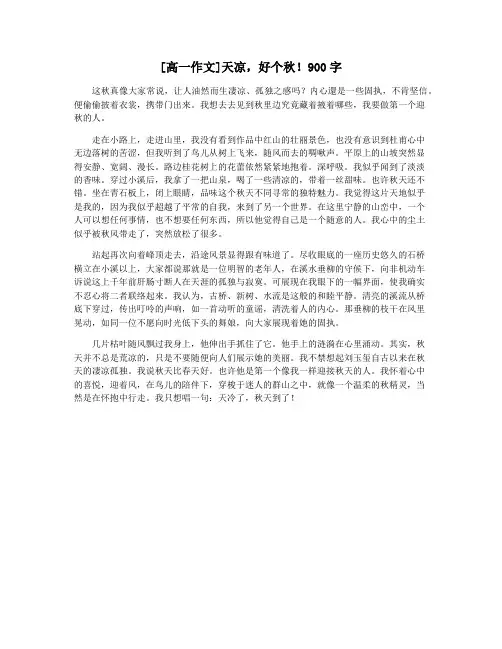 [高一作文]天凉,好个秋!900字