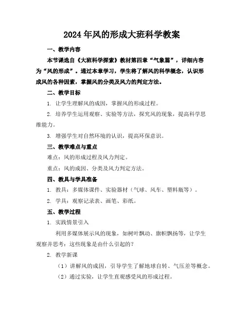 2024年风的形成大班科学教案