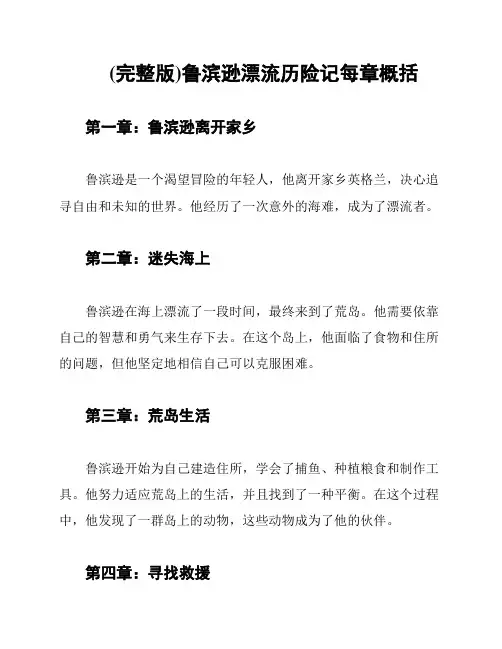 (完整版)鲁滨逊漂流历险记每章概括