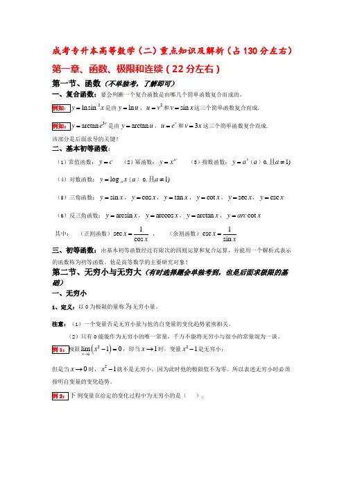 成考高等数学重点及解析