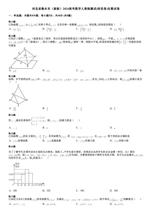 河北省衡水市(新版)2024高考数学人教版测试(培优卷)完整试卷