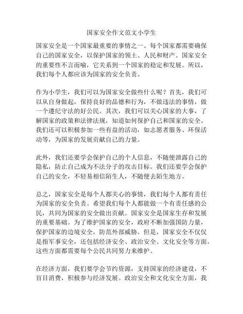 国家安全作文范文小学生