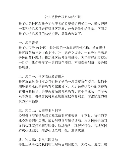 社工站特色项目总结汇报