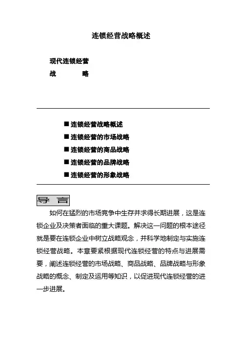 连锁经营战略概述
