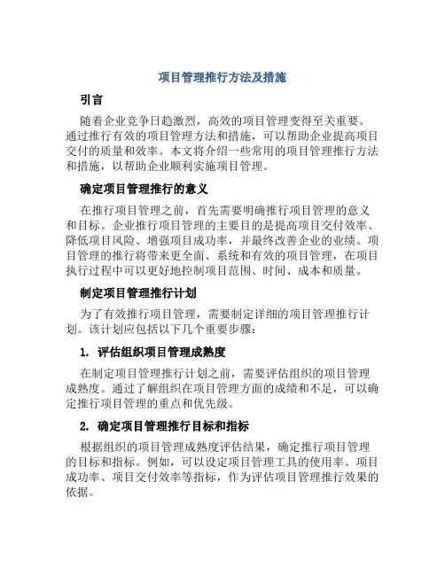 项目管理推行方法及措施