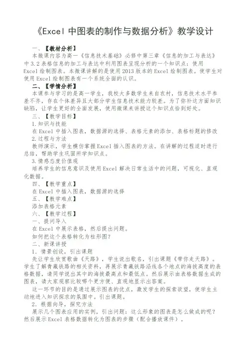 《Excel 中图表的制作与数据分析》教学设计