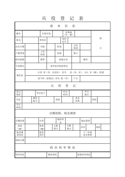 兵  役  登  记  表