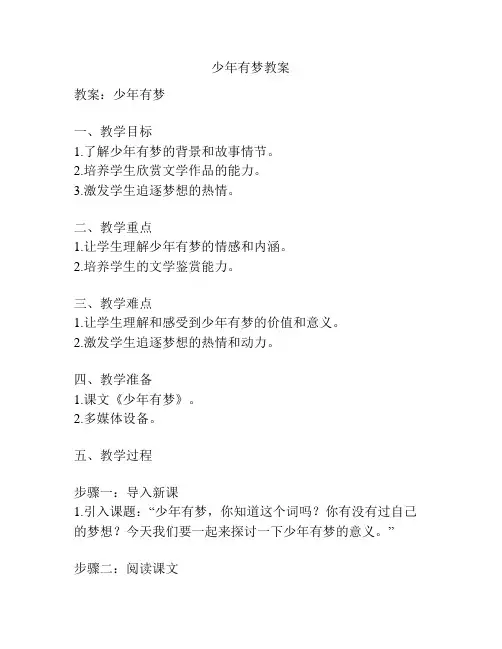 少年有梦教案