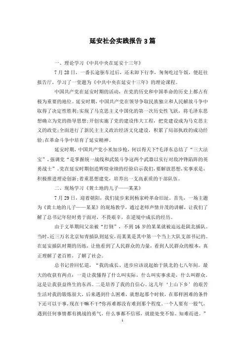 延安社会实践报告3篇