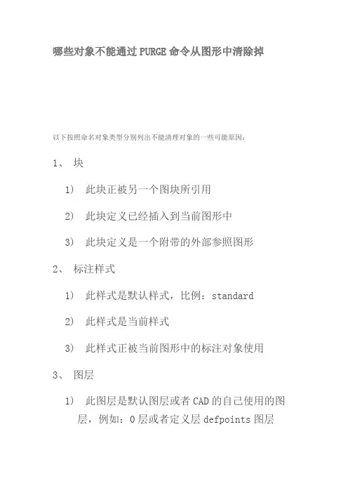 哪些对象不能通过PURGE命令从图形中清除掉