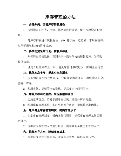 库存管理的方法