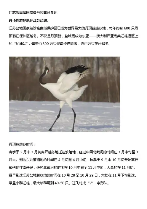 江苏哪里是国家级丹顶鹤越冬地