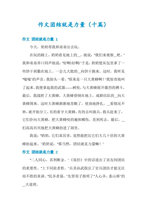 作文团结就是力量(十篇)