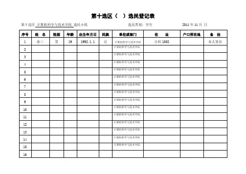 选举表