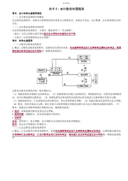 会计账务处理程序考点