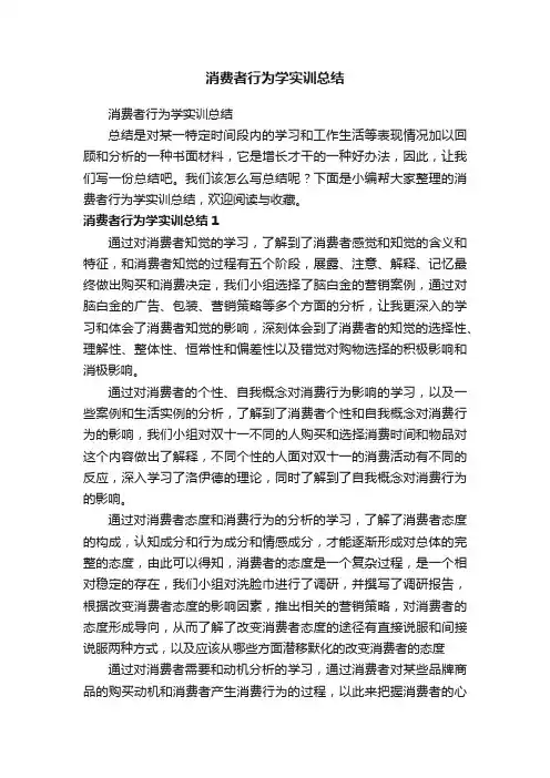 消费者行为学实训总结