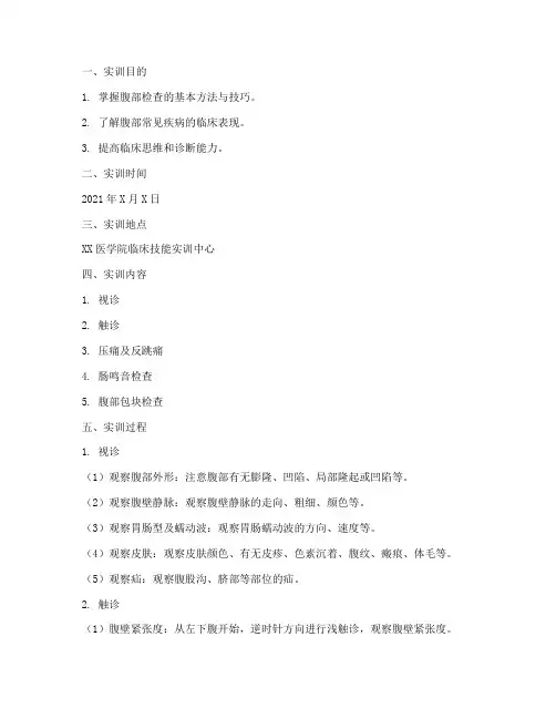 实训报告腹部检查