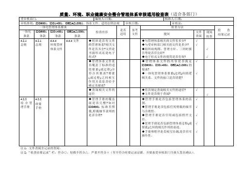 三体系审核通用检查表