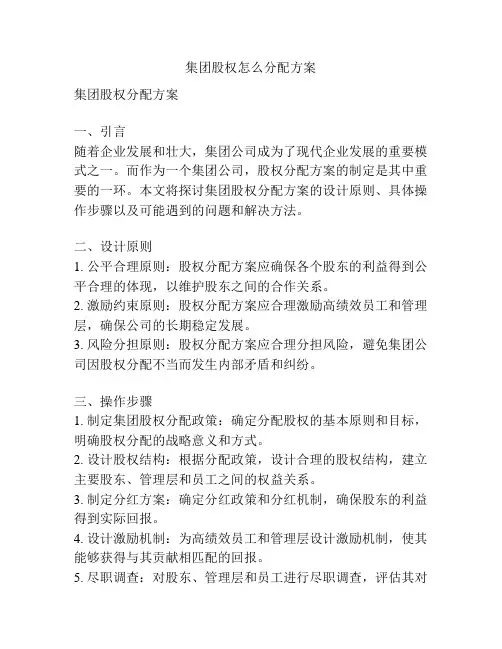 集团股权怎么分配方案