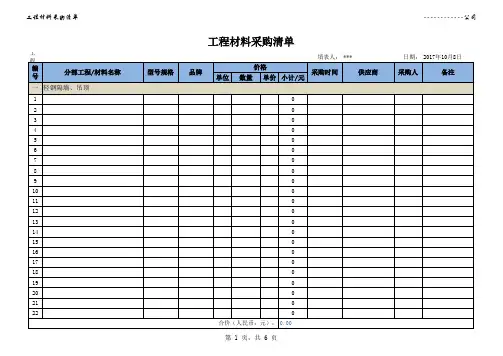 工程材料采购清单