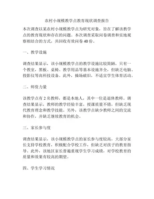 农村小规模教学点教育现状调查报告