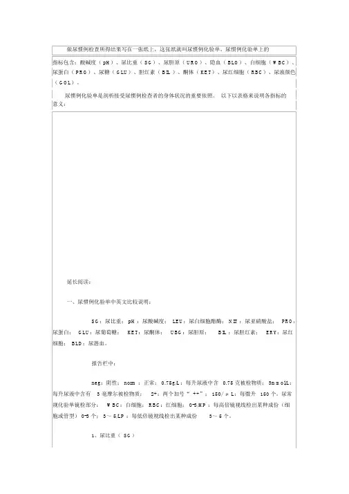 尿常规临床意义