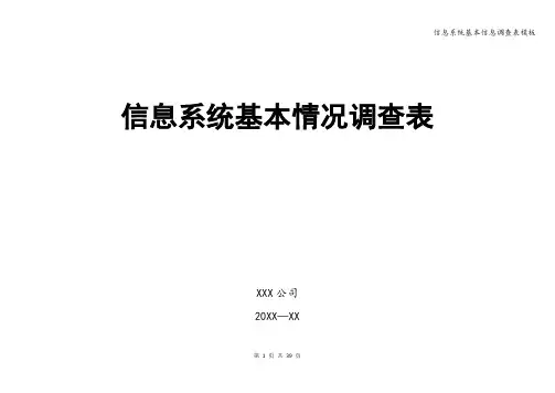 信息系统基本信息调查表模板